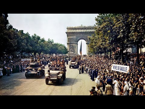 American Troops Liberate Paris - WW2 Film From 1944 (HD and Color)