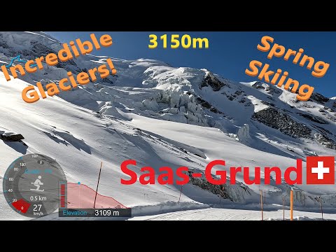 [4K] Skiing Saas Grund, Amongst the Glaciers 3150m Spring Skiing, Wallis Schweiz, GoPro HERO11