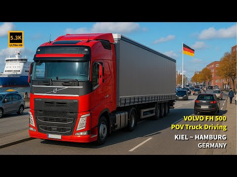 POV Truck driving in Kiel, Germany - 5.3K Ultra HD - VOLVO FH 500 AERO