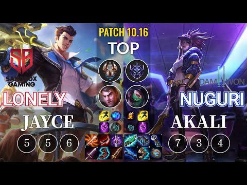 SB Lonely Jayce vs DWG Nuguri Akali Top - KR Patch 10.16