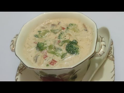 cream of vegetable soup | creamy broccoli noodles soup | soup but a complete filling meal #recipe