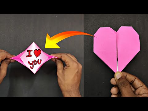 Origami Heart with Surprise Message | Valentine's Day Pop-up Card