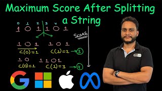 YouTube video 'Maximum Score After Splitting a String | Leetcode 1422'