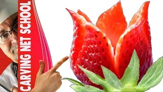 Arte em fruta, strawberry garnish, arte com morangos, decoration with fruits, fruit carving