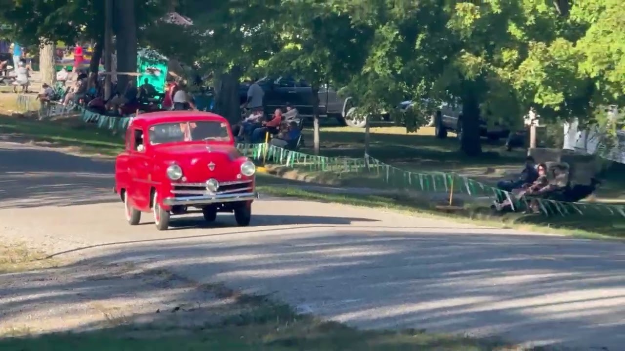 Video thumbnail: a car making a timed run up the hill at the Newport Antique Auto Hill Climb