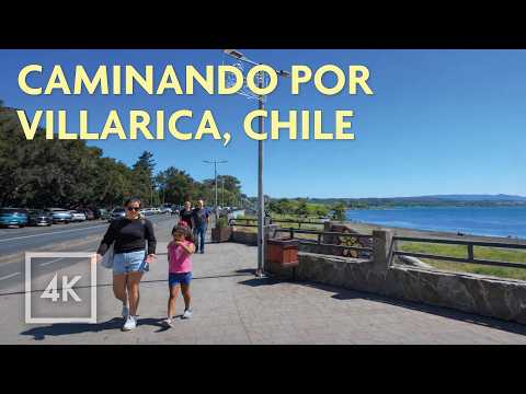 Caminando por Villarrica, Chile 🇨🇱 Walking Tour 4K | Ciudad, Lago y vistas al Volcán