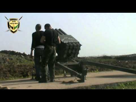 استهداف مقرات النظام في تل الجموع في ريف درعا براجمة الصواريخ من قبل لواء أحفاد ابن الوليد