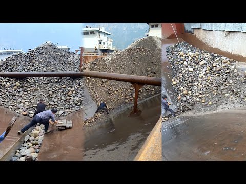Whole process | Barge unloading 3500 tons of cobblestone. part 2 | Satisfying video