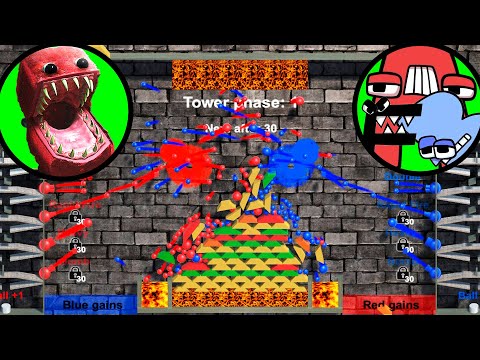 BOXY BOO vs ALPHABET LORE Gold Battle. Gold Tower collapse in Marble Race!?