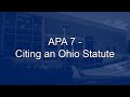 APA 7 - Citing an Ohio Statute