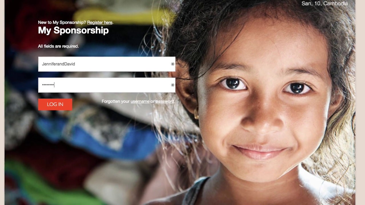 My Sponsorship - register and log in today