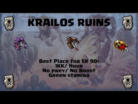 TIBIA| Best Place for solo EK 90+| 1KK /Hour| No prey| No imbuiment| No boost| Green Stamina