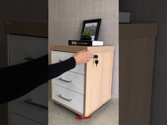 Gaveteiro Tamburato 3 Gavetas Carvalho/Branco - Artany Móveis