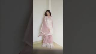 Blush Pink Flared Gharara Chiffon Suit - Video 2