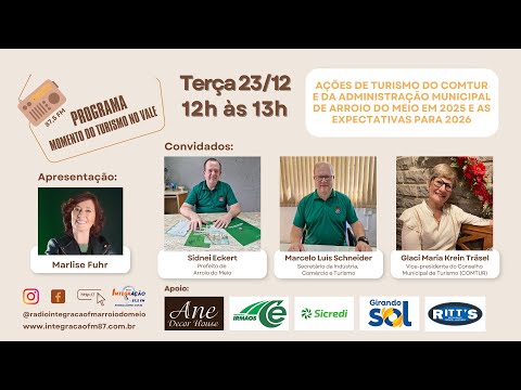 Ações de Turismo do COMTUR e da Administração de Arroio do Meio em 2025 e as expectativas para 2026