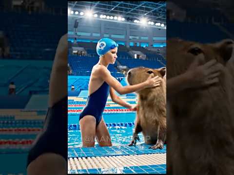 Capi no desafio de nataçãoo #capivara