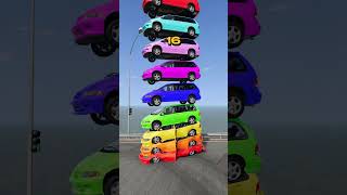 Mixed Color Buses Fall Crash &amp; Explode - BeamNG.drive #youtubeshorts #carcrash