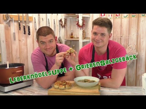 Leberknödelsuppe wie Oma macht + Griebensalzgebäck / Griebenpogatschen
