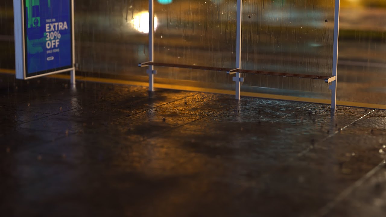 Rainy Bus Stop Animation