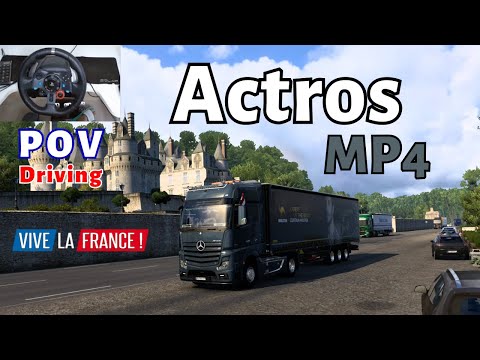 Driving Actros MP4 from Nantes to Saint-Laurent | Logitech G29 Gameplay