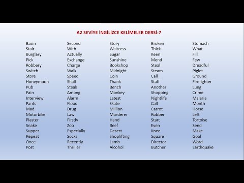 A2 Seviye İngilizce kelime dersi (700-800) En çok kullanılan İngilizce kelimeler