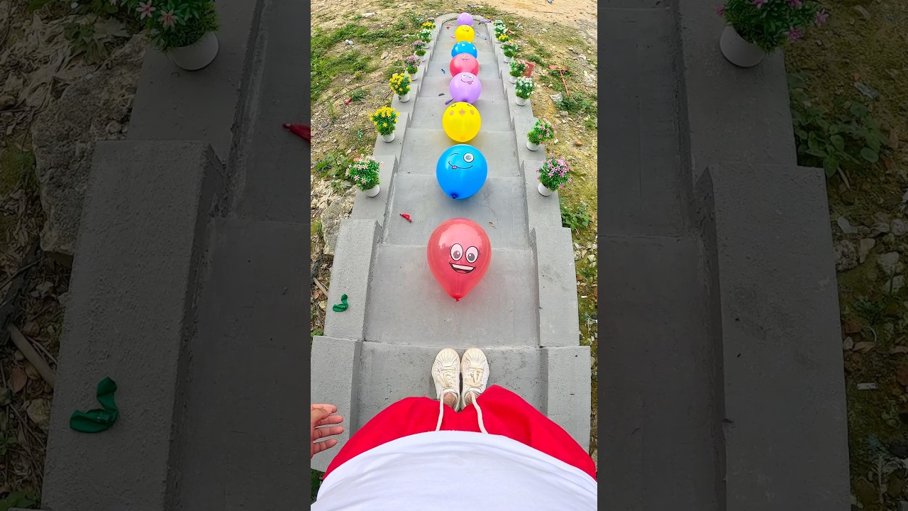 🎈💥Challenge the staircase obstacle course and pop the colorful balloons!#shorts