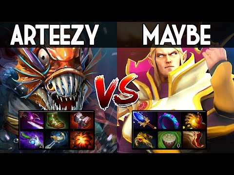 Arteezy [Slark] VS Maybe [Invoker] DOTA 2 Ranked Gameplay