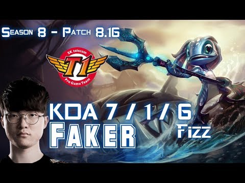 SKT T1 Faker FIZZ vs GRAGAS Mid - Patch 8.16 KR Ranked
