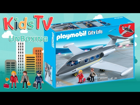 Playmobil 5619 City Life Series : Airplane Unboxing and Playtime with Gideon and Logan
