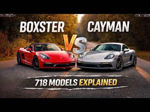 Thumbnail for Porsche 718 Cayman vs Boxster Comparison & Review | Base to GTS 4.0 by Porsche, video, WiLL, Car, Porsche 718, vide, Porsche Boxster, Porsche Boxster and Cayman