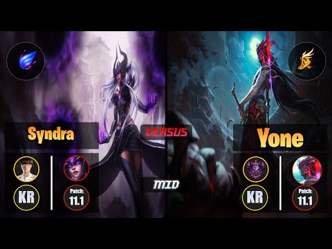 Faker SYNDRA (Mid) [Phase Rush] VS YONE - Master KR Patch 11.1