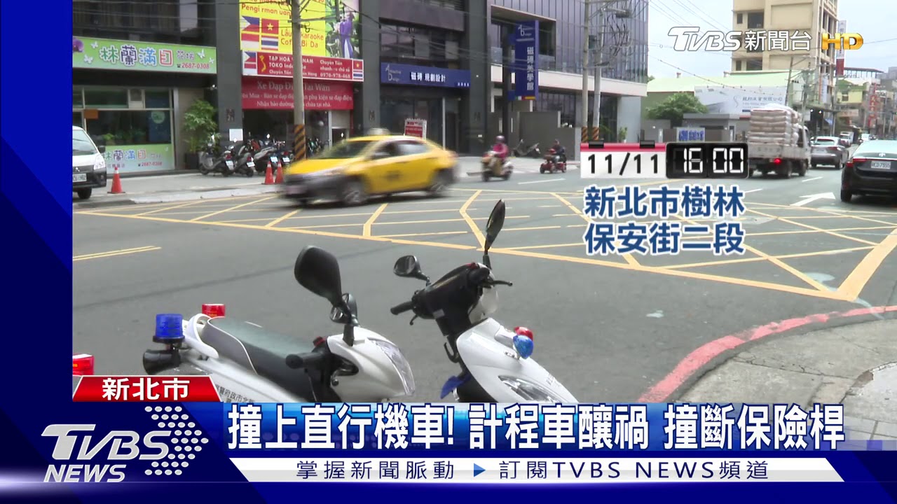 計程車左轉撞機車! 外送員噴飛騰空重摔