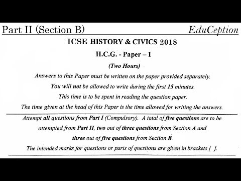 ICSE 2018 History & Civics Solved QP Part II (Sec B)