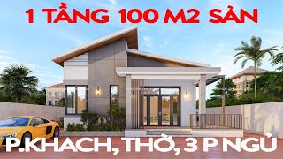 Mẫu nhà 1 tầng đẹp lạ,nhà mái chéo.Nhà đẹp 2022