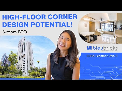 Singapore HDB | Clementi Gateway :High Floor Corner 3-Room HDB Home Tour($620K, 208A Clementi Ave 6)