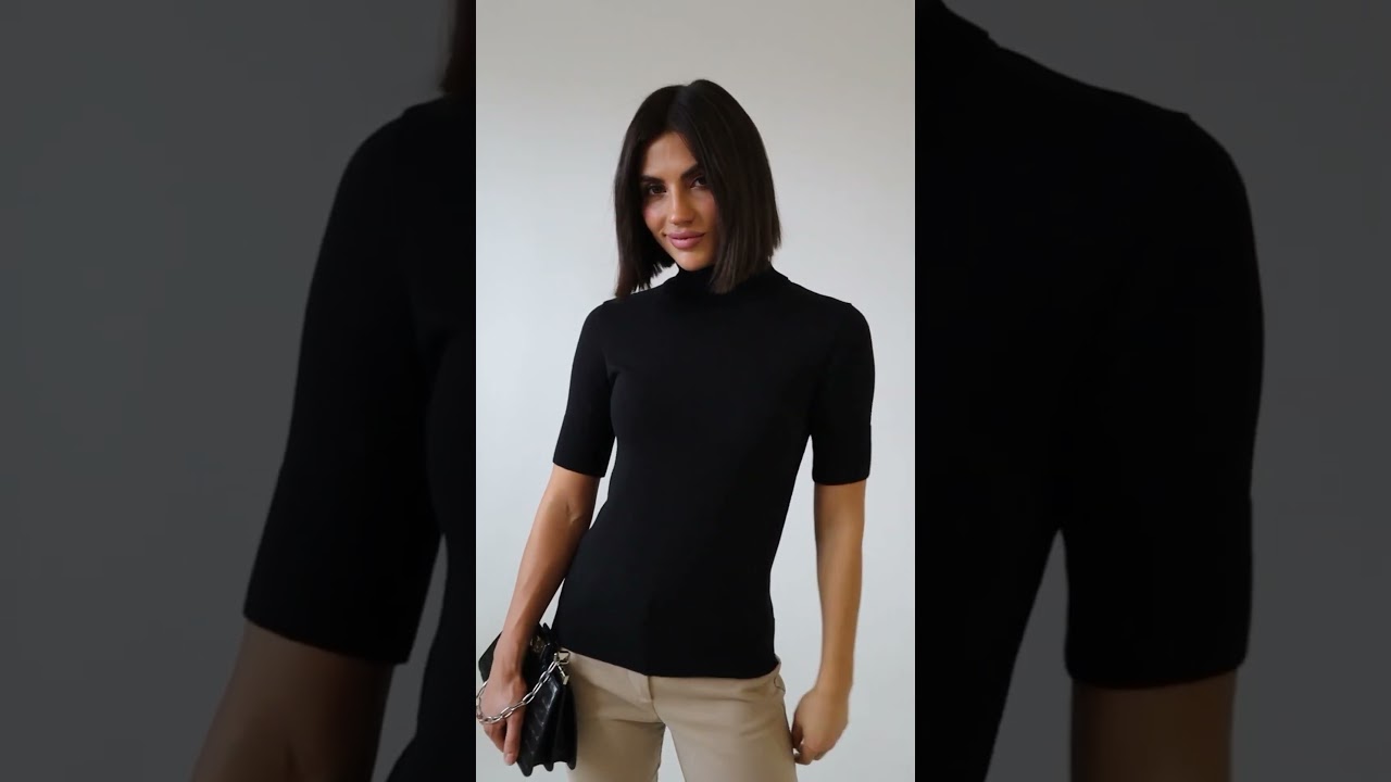 Turtleneck knit pullover Black