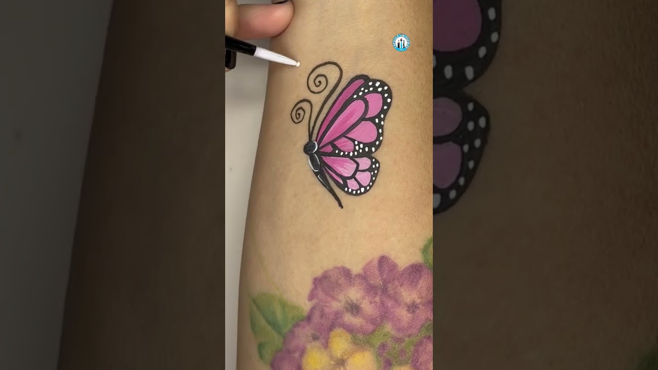 Fancy pink butterfly #butterfly #facepaint #cheekart #satisfying #doodle #lefthanded #pink #shorts