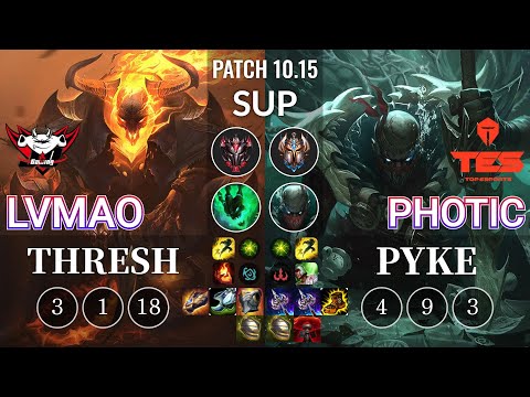 JDG LvMao Thresh vs TES Photic Pyke Sup - KR Patch 10.15