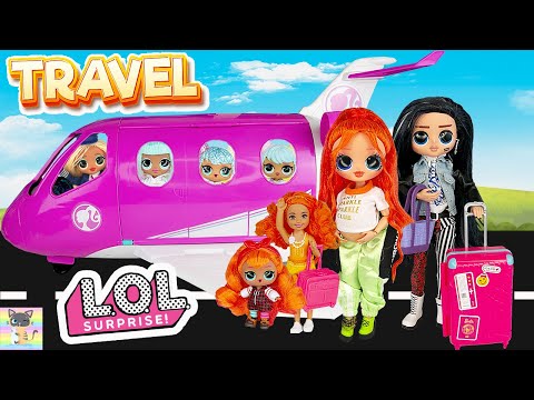 OMG Family Plane Travel Routine / LOL Family Vacation on Barbie Airplane