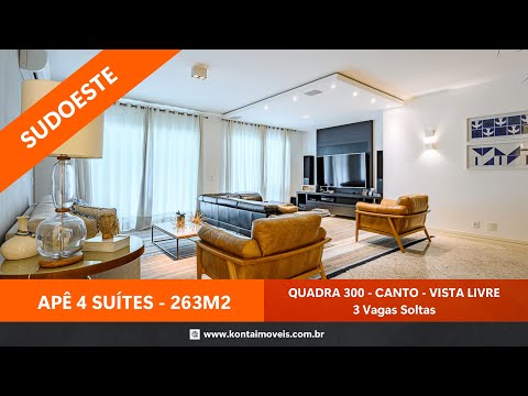 [VENDIDO] Quadra 300 do Sudoeste - Belíssimo Apartamento de Canto de 4 Suítes com 263 m2