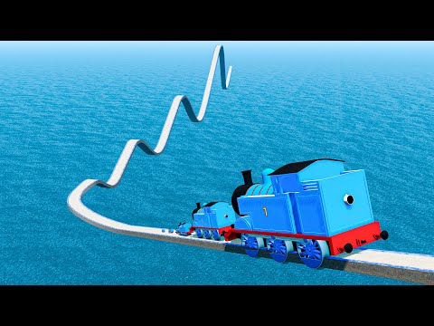 Big & Small Thomas the Train vs Impossible Weird Wave Bridge Crossing Cars Vs DeepWater BeamNG.Drive