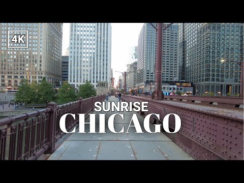 CITY OF CHICAGO Morning Sunrise☀️ Walk - Wacker Dr and RiverWalk [4k 60fps
