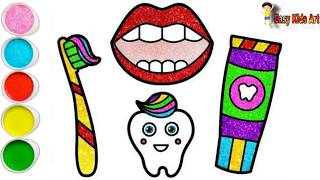🦷 Easy Dental Care Drawing & Coloring for Kids | Fun Tooth Painting!