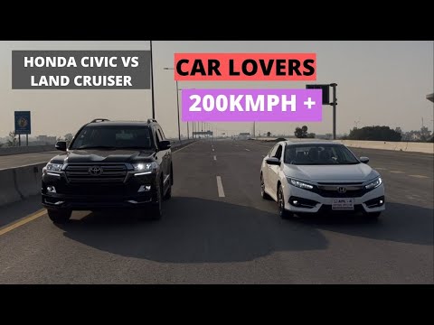 Honda Civic X Tuned Vs Land Cruiser And Honda Civic Stock 🔥 Race 🔥 Meter Down ⬇️ 200 Kmph 😍 Car Love