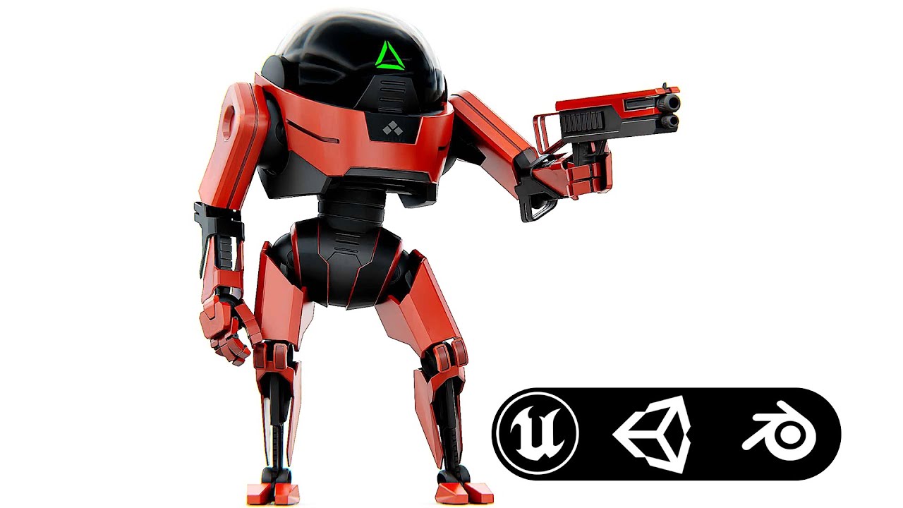 Combat Droid Akar Auto-Rig Pro Rigged For Mixamo Unreal Engine Unity 3D Model
