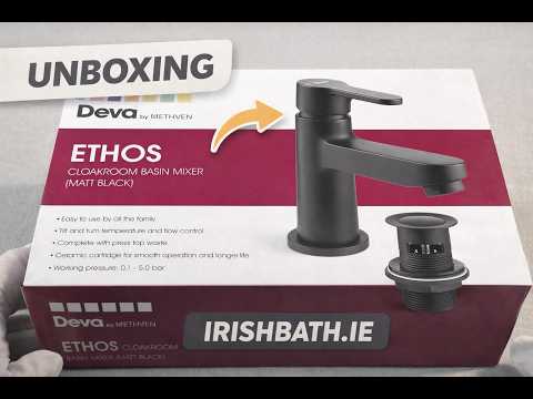 Matt Black Mono Basin Mixer Tap & Press Top Waste - Image 2