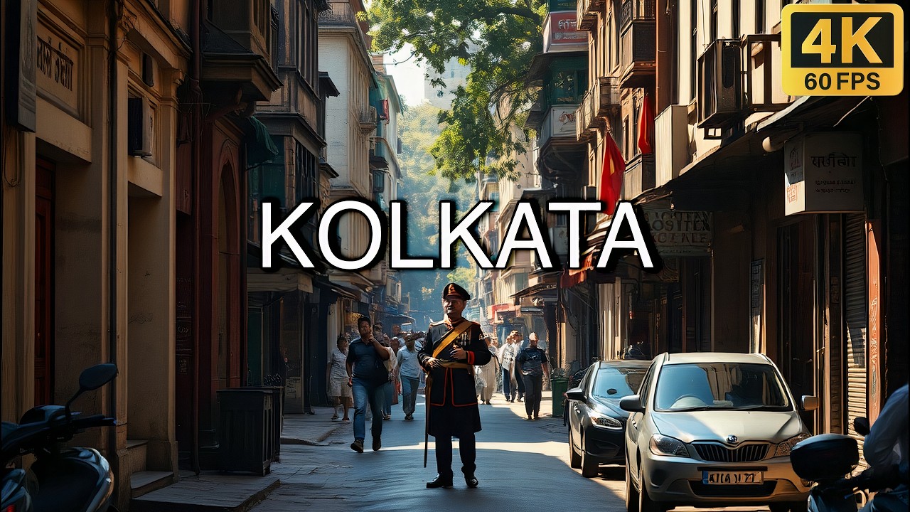 Immersive street-level walking tour through Kolkata, India, showcasing authentic urban landscapes, local architecture, and the vibrant atmosphere of the city's neighborhoods