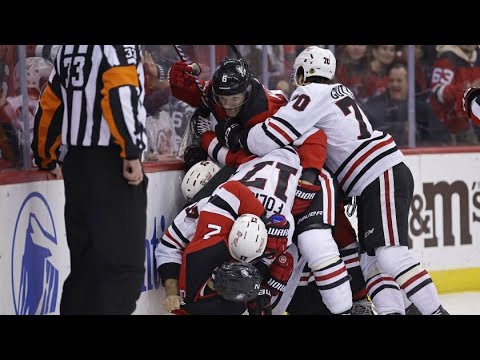 Rough stuff from the New Jersey Devils vs Chicago Blackhawks game (2024 NHL)