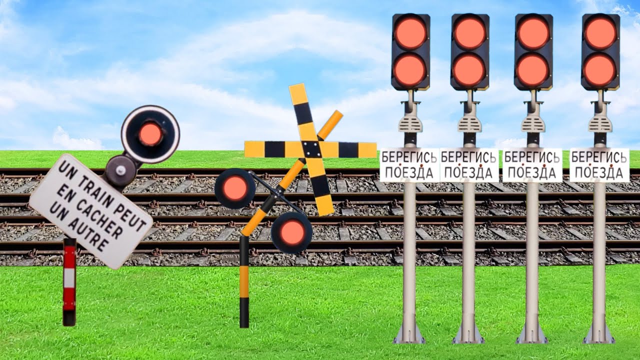 【踏切アニメ】巨大踏切と仲良くなりたい踏切カンカン♪A giant railroad crossing where you want to become friends♪