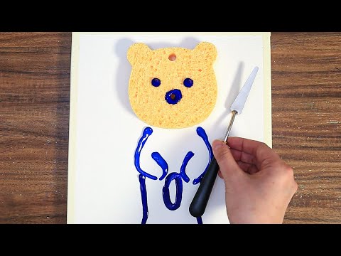 Aurora Acrylic Painting Using Bear Sponge on Canvas Step by Step #592 - Serena Art